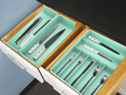 Simple Houseware Expandable & Adjustable Cutlery Drawer Organizer - Large Utensil and Flatware Tray for Kitchen Drawers, White