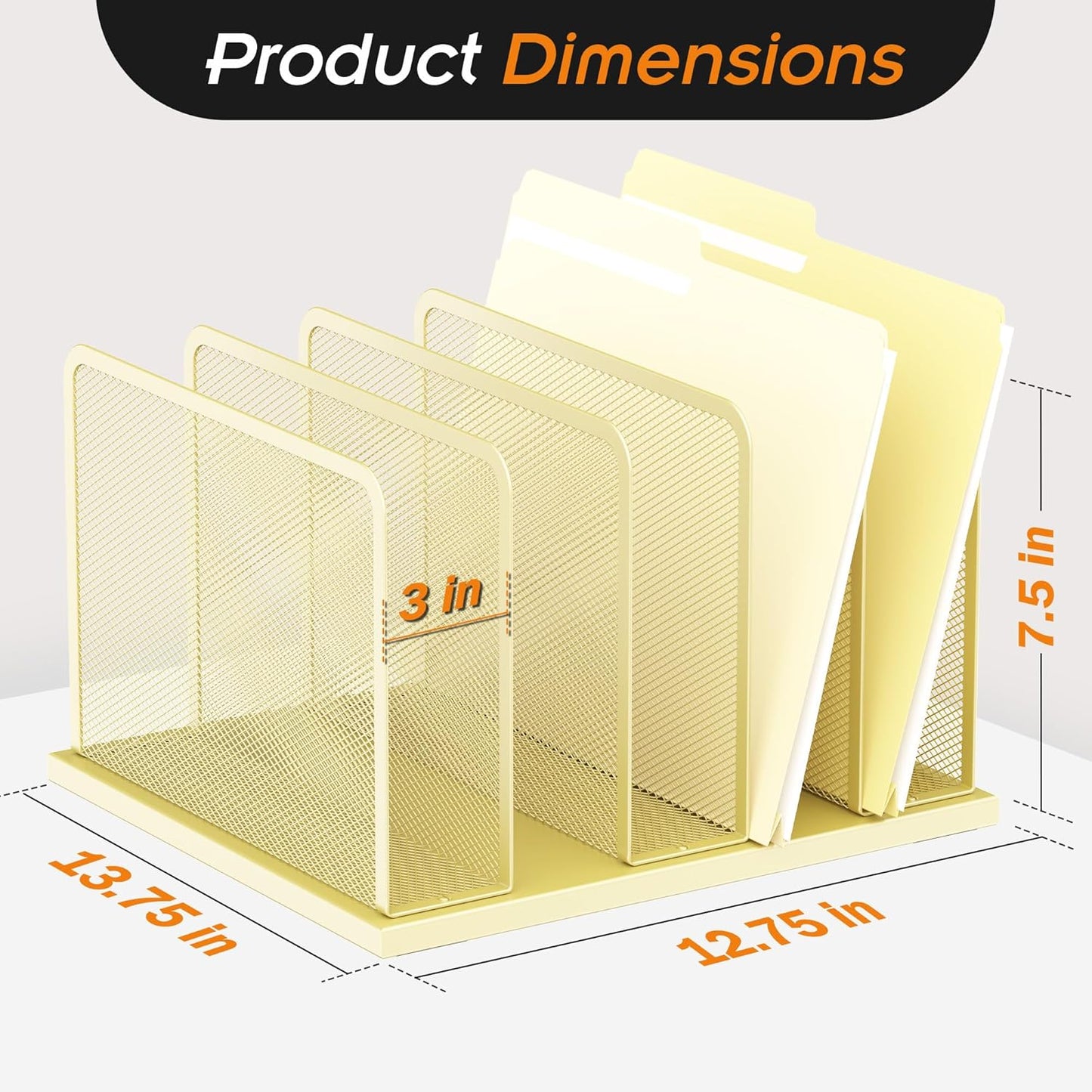 Kuntine.B Desk File Organizer 5 Sections Upright Mesh Desktop Organizer File Sorter Office Organization File Holder for Home, Office & Classroom