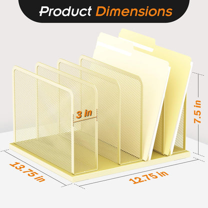 Kuntine.B Desk File Organizer 5 Sections Upright Mesh Desktop Organizer File Sorter Office Organization File Holder for Home, Office & Classroom