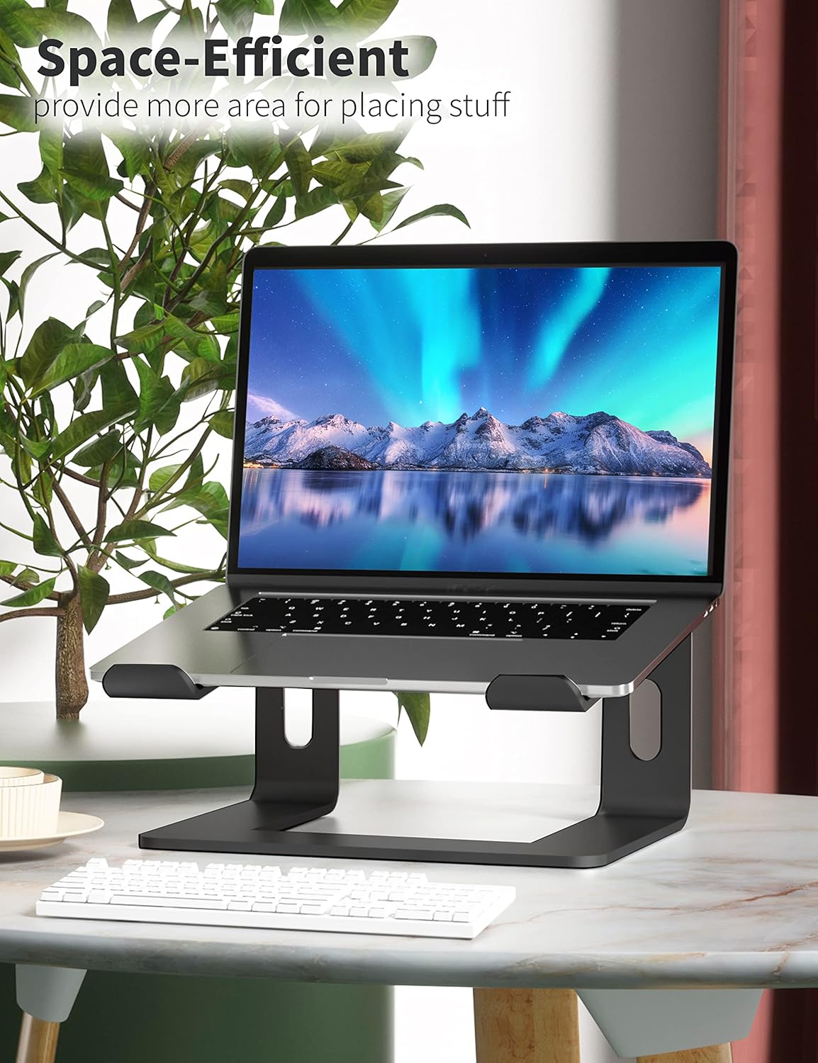 SOUNDANCE Laptop Stand, Aluminum Computer Riser, Ergonomic Laptops Elevator for Desk, Metal Holder Compatible with 10 to 15.6 Inches Notebook Computer, Silver