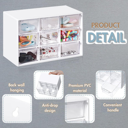 Amyhill 6 Pcs Mini Drawer Organizer Small Organizer with 9 Drawers Plastic Desktop Craft Storage Box for Office Home Room Jewelry Cosmetics Collection(White)