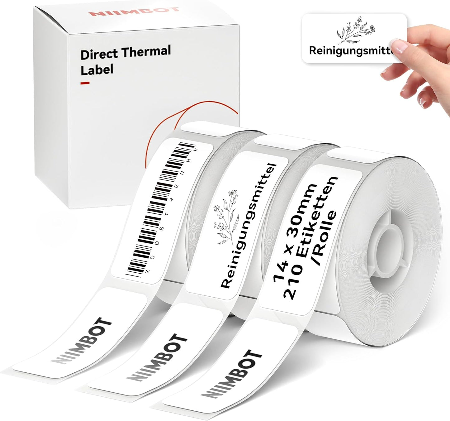 NIIMBOT D11 Label Tape D110 Label Maker Papers 3Rolls Cable Labels, Self-Adhesive Labeling Tape 0.47" X 4.29" (12 X 109mm) Cable Label Refills for Home Office Circuit Box, 195 Labels/3Rolls, White