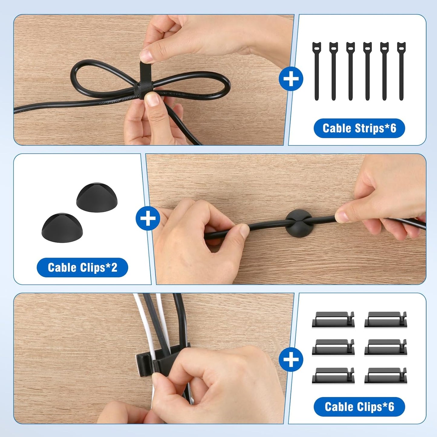 2 Pack No-Drill Under Desk Cable Management Tray 33.8 inch Large Wire Cord Organizers, Cable Management Under Desk for Home and Office No Damage Black