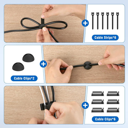 2 Pack No-Drill Under Desk Cable Management Tray 33.8 inch Large Wire Cord Organizers, Cable Management Under Desk for Home and Office No Damage Black