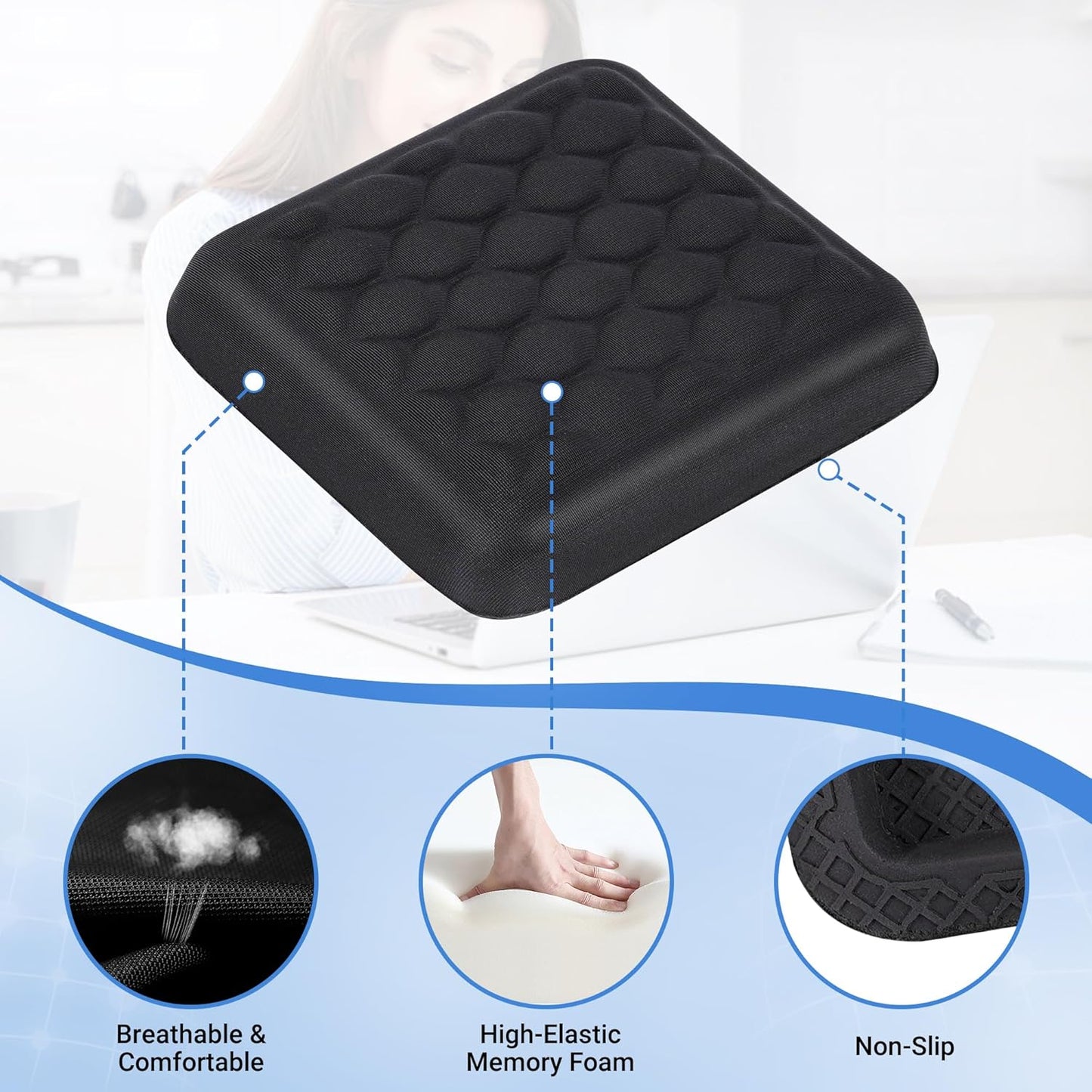 MEKASS Wrist Rest for Laptop, Soft Memory Foam Computer Keyboard Pad with Wrist Support, Relieve Carpal Tunnel Wrist Pain, Wrist Cushion for Typing, Studing, Working (Black)