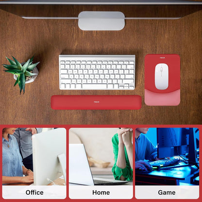 MOSISO Wrist Rest Support for Mouse Pad&Keyboard Set, Rectangular Ergonomic Mousepad Non-Slip Base Home/Office Pain Relief&Easy Typing Pad with Neoprene Cloth&Raised Silicone Lining, Green