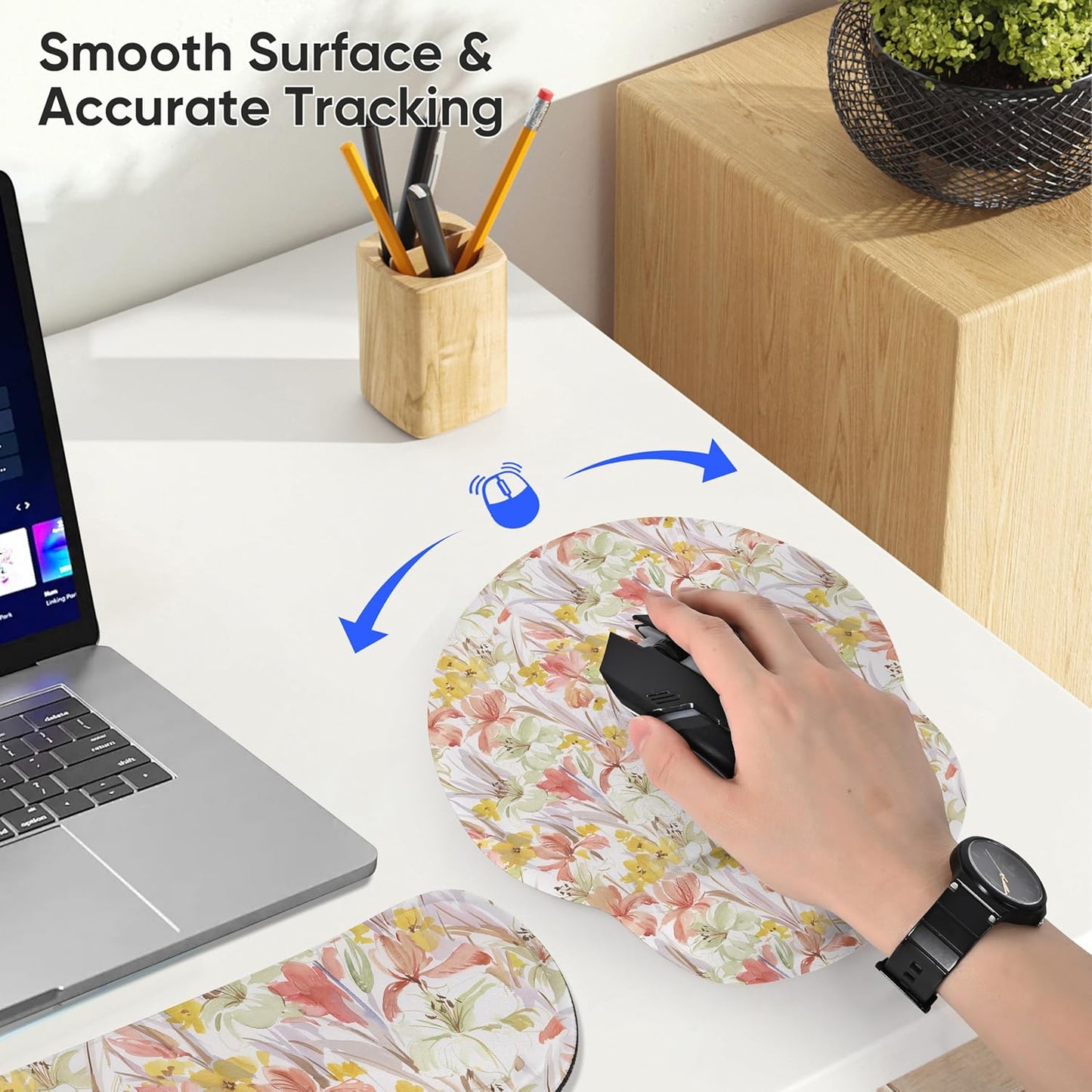 RICHEN Ergonomic PU Leather Keyboard Wrist Rest and Mouse Pad with Wrist Support, Memory Foam Set for Computer/Laptop,Gaming and Office, Comfortable for Easy Typing & Pain Relief (PU Brown)