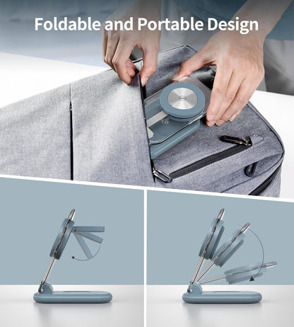 3 in 1 Magnetic Wireless Charging Station for Apple Devices, Fast Foldable Travel Mag-Safe Charger Stand with Night Light for iPhone 17 16 15 14 13 12 Series, Apple Watch/AirPods Pro, BU