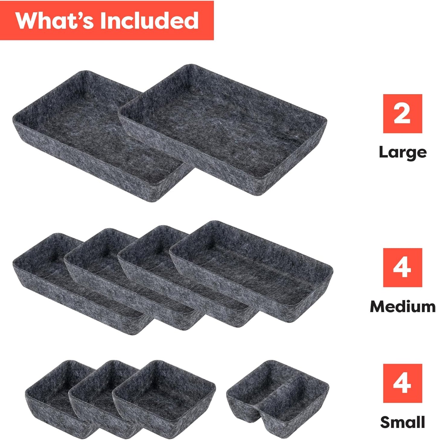 Rajas Goods Drawer Organizer Compatible with Ikea Alex Drawer Unit, 10-Piece Modular Felt Tray Organizer Set, Perfect Fit (Light)