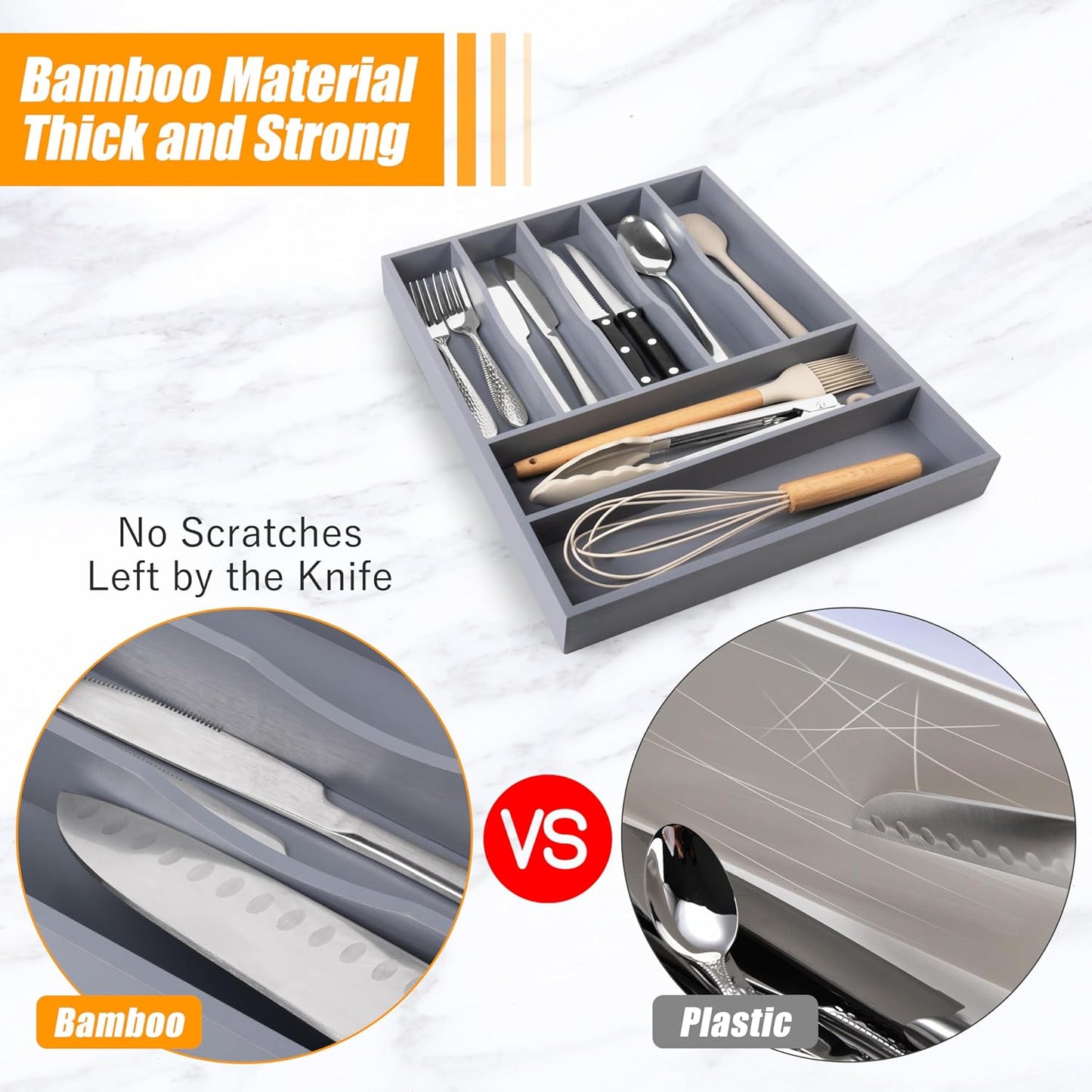 Kitchen Silverware Drawer Organizer and Storage Flatware Cutlery Utensil Holder Spice Rack Containers Bathroom Counter Cabinet Office Desk Makeup Drawer Tray Kitchen and Dining Tools Decor Accessories
