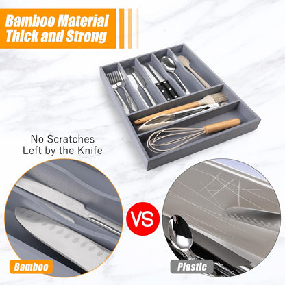 Kitchen Silverware Drawer Organizer and Storage Flatware Cutlery Utensil Holder Spice Rack Containers Bathroom Counter Cabinet Office Desk Makeup Drawer Tray Kitchen and Dining Tools Decor Accessories