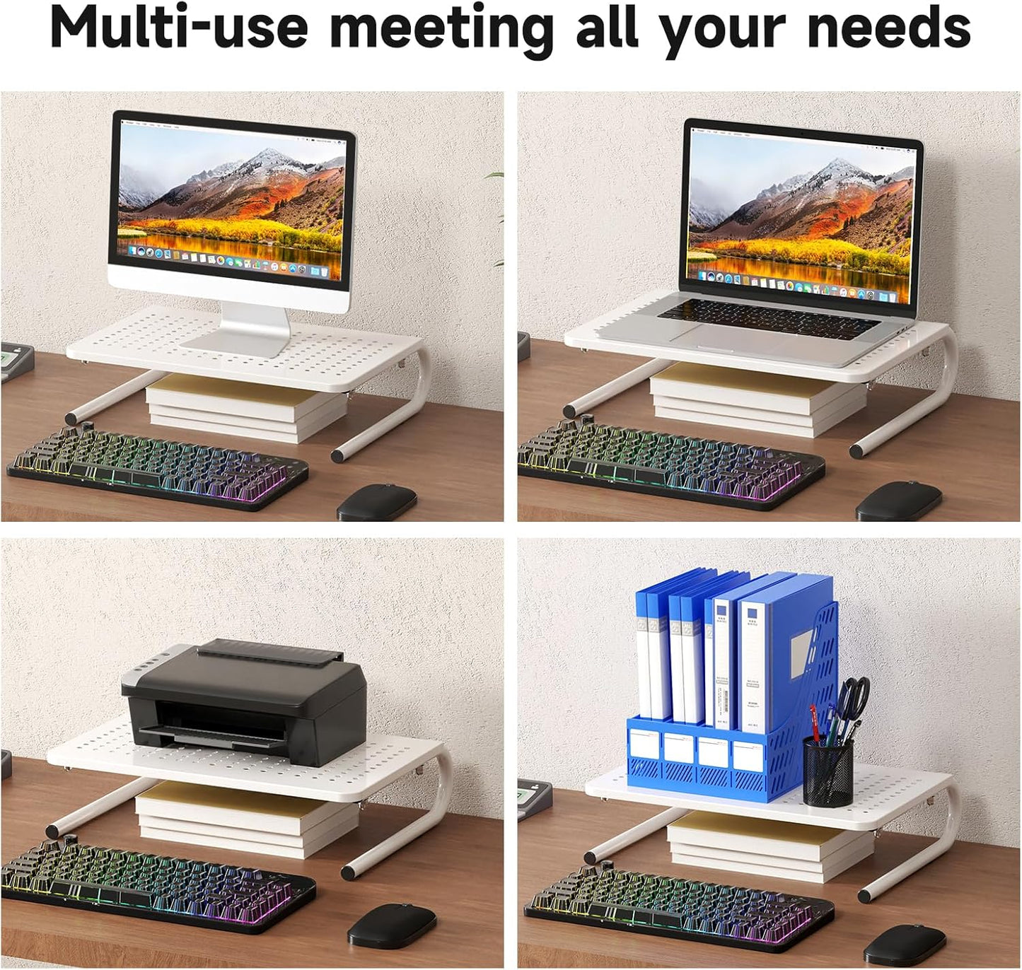 suptek Monitor Stand Riser for Computer,Laptop,Printer, Notebook and All Flat Screen Display with Vented Metal Platform and 4 Inches Height Underneath Storage (MST004)