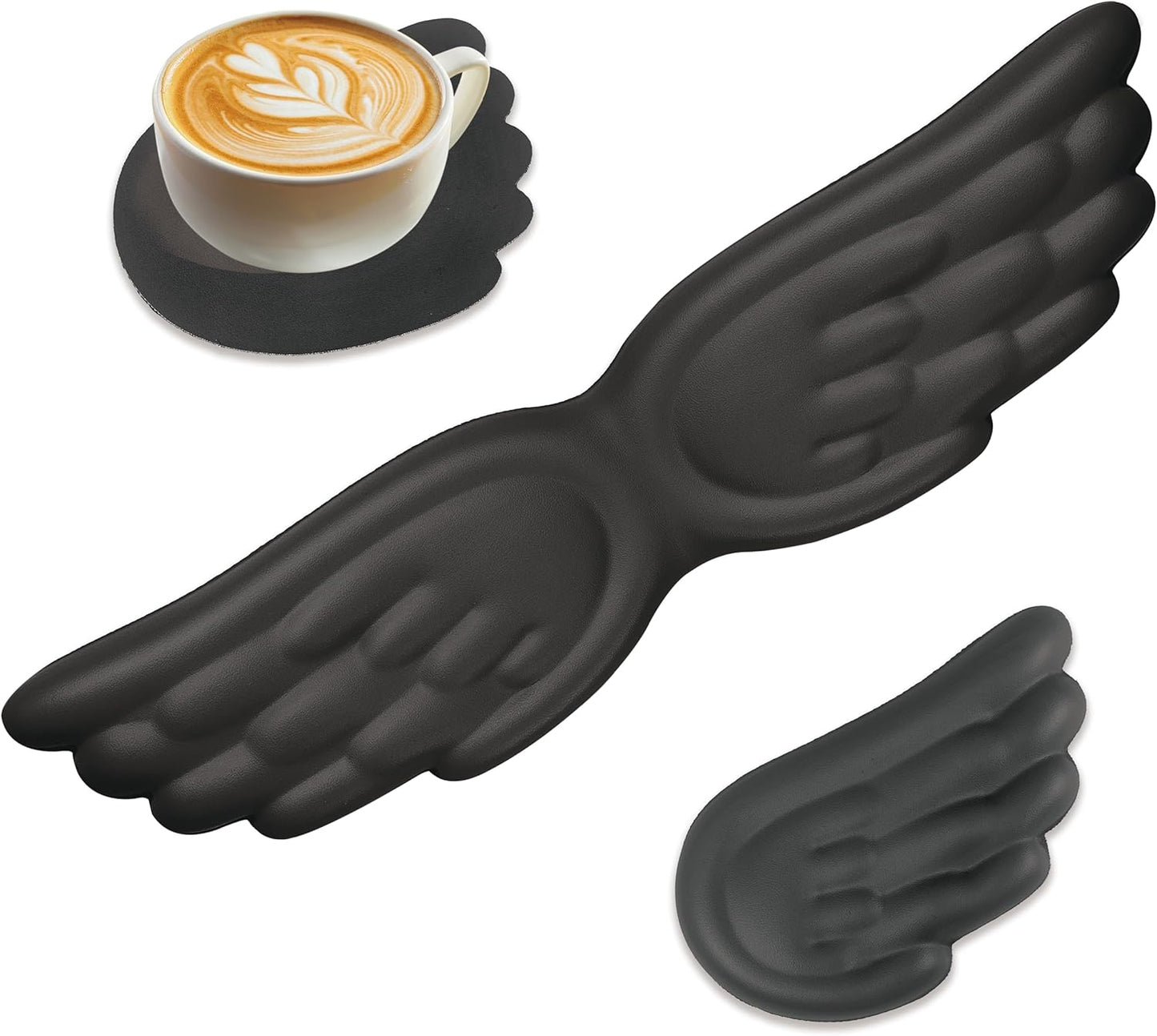 Angel Wing Wrist Rest,Cute Wrist Rest for Keyboard and Mouse,Hand Rests Set Include Ergonomic Keyboard & Mouse Hand Rest and Coaster,Filled Resilient Memory Foam,for Work,Study,Gaming (White)