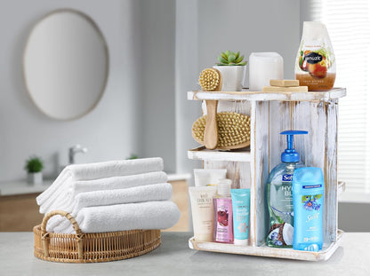 Sorbus 360° Makeup Organizer - Bamboo Wood Make Up Storage Carousel for Cosmetics, Skin Care Rotating Makeup Organizer for Vanity, Bathroom Storage