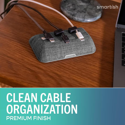 Smartish® Magnetic Cord Holder - Cable Wrangler Organizer with Magnet Clips for Charger Management on Desktop, Nightstand for USB-C + Lightning - Lightly Toasted Beige