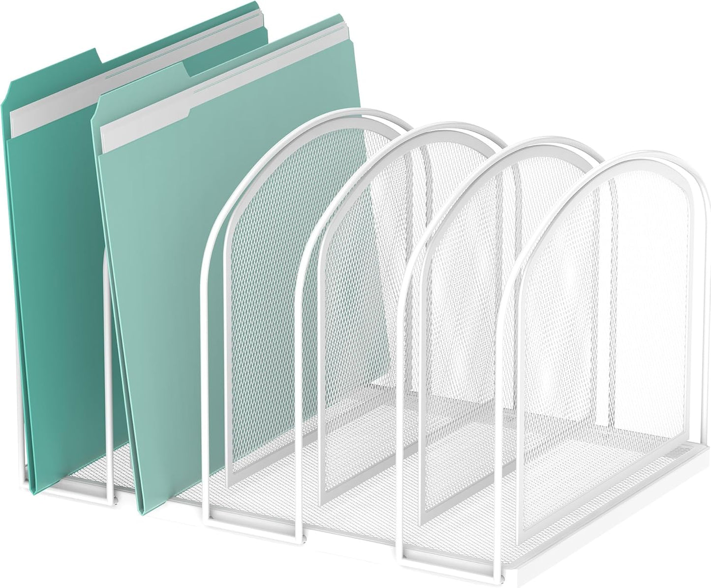 SUPEASY File Organizer for Desk, 5-Section Mesh Desk Organizer, Vertical File Holder Desktop Organizer File Sorter, File Folder Holder for Office Supplies, Black