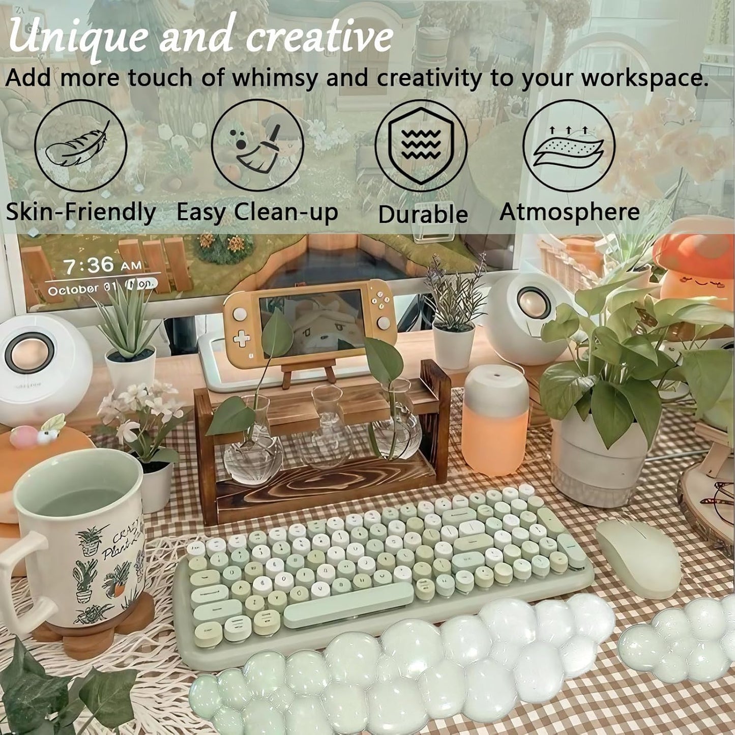 Gel Wrist Rest for Keyboard and Mouse Square Blue Plaid Clear Keyboard Wrist Rest Transparent Ergonomic Cute Checkered Mouse Wrist Pad Silicone Non-Slip Support for Computer Laptop Gaming Home Office