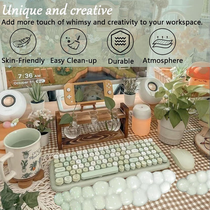 Gel Wrist Rest for Keyboard and Mouse Square Blue Plaid Clear Keyboard Wrist Rest Transparent Ergonomic Cute Checkered Mouse Wrist Pad Silicone Non-Slip Support for Computer Laptop Gaming Home Office