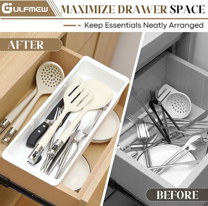 1 Pack Deep Drawer Organizer Bins, Sliding Drawer Organizer Bin Expandable and Adjustable Tray for Kitchen Utensils, Towels, BBQ Tools, Durable Plastic Sliding for Easy Storage (12.4-17.7")