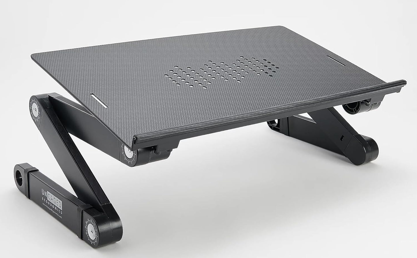 Uncaged Ergonomics WorkEZ Adjustable Laptop Stand for Desk, Laptop Stand Adjustable Height, Foldable Aluminum Cooling Computer Holder & Riser for Desk Bed, White, XL