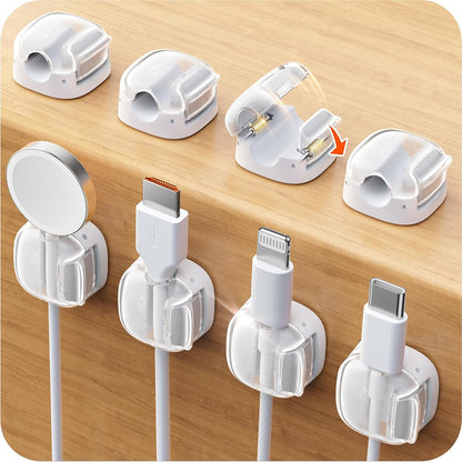Cable Clips,8 Pack Cord Holder Cord Organizer [1s Lock & Strongest Adhesive] Spring Cord Clips Phone Charger Wire Desk Cable Management Nightstand Home Office School Decor Women Cute Desk Accessories