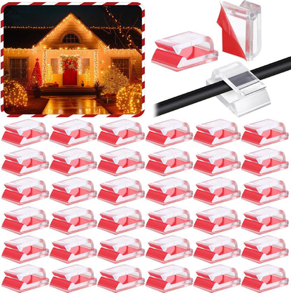 Hicarer 100 Pcs Adhesive Cable Clips Wire Clips Management Wire Cable Holder Clamps Tie Cord Holder for Car Outdoor Wall String Lights Desk Home Office(Small, White)