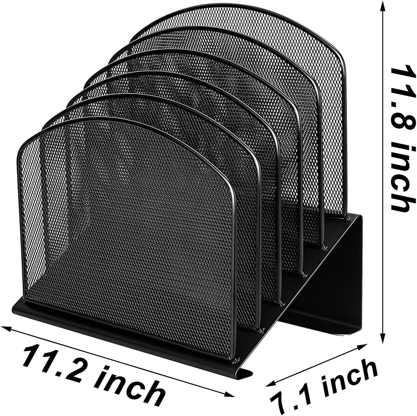Desktop File Organizers 2 Pack Inclined Document Holders 5 Section Office Supplies Mesh Vertical File Sorters Metal File Storages (2)