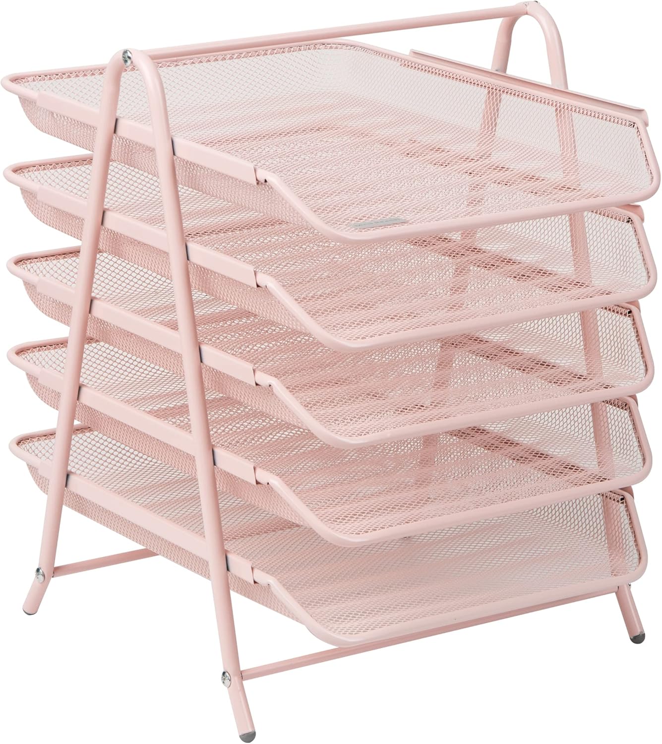 Mind Reader 5-Tier Paper Tray Organizer, Vertical Desktop File Storage Rack, Office, Metal Mesh, Black