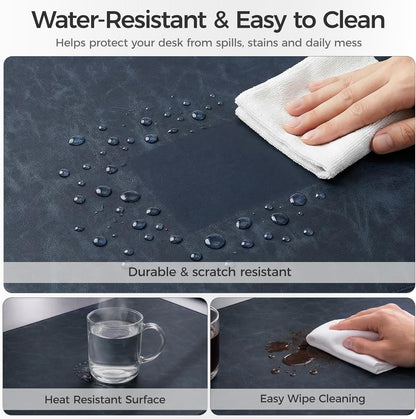 Magnetic Desk Mat System with Wrist Support 80×40cm, Premium Leather Desk Pad with Magnetic Accessories, Waterproof Non-Slip Desk Organizer for Office & Gaming