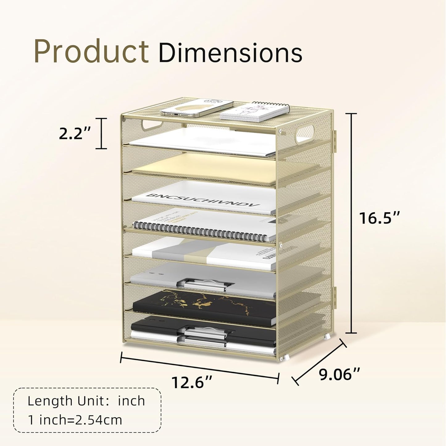DALTACK 9-Tier Paper Organizer for Desk, Mesh Letter Tray Desk Organizer with Handles, Space-Saving File Organizer for Office Home School Classroom, Black