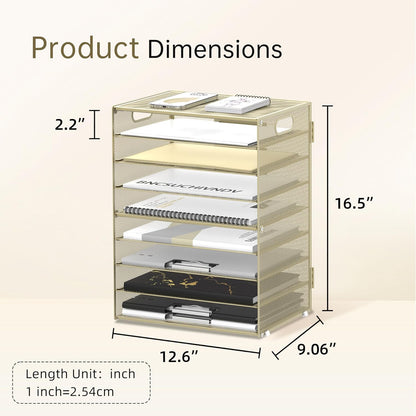 DALTACK 9-Tier Paper Organizer for Desk, Mesh Letter Tray Desk Organizer with Handles, Space-Saving File Organizer for Office Home School Classroom, Black