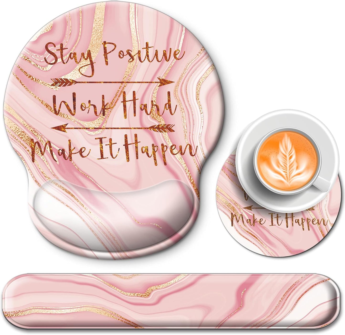 Mouse Pad and Keyboard Wrist Rest Support, with Non-Slip PU Base,Gel Mouse Pad with Coaster,Pain Relief for Gaming, Computer,Office -Beach