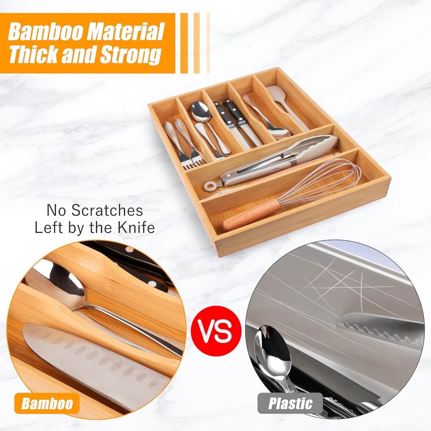 Kitchen Silverware Drawer Organizer and Storage Flatware Cutlery Utensil Holder Spice Rack Containers Bathroom Counter Cabinet Office Desk Makeup Drawer Tray Kitchen and Dining Tools Decor Accessories