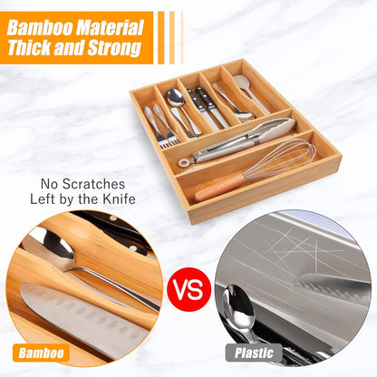 Kitchen Silverware Drawer Organizer and Storage Flatware Cutlery Utensil Holder Spice Rack Containers Bathroom Counter Cabinet Office Desk Makeup Drawer Tray Kitchen and Dining Tools Decor Accessories