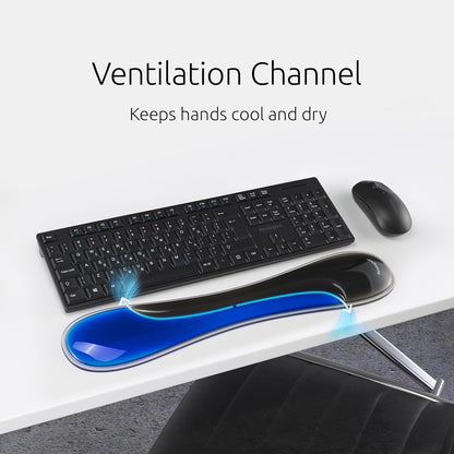 Kensington Slim Duo Gel Wrist Rest for Low Profile Keyboard, Wrist Pad for Keyboard, Ergonomic Wrist Pad for Computer, Non-Skid Computer Pad with Wrist Support, Blue K62441WW, 19" x 3.7"x 0.7”