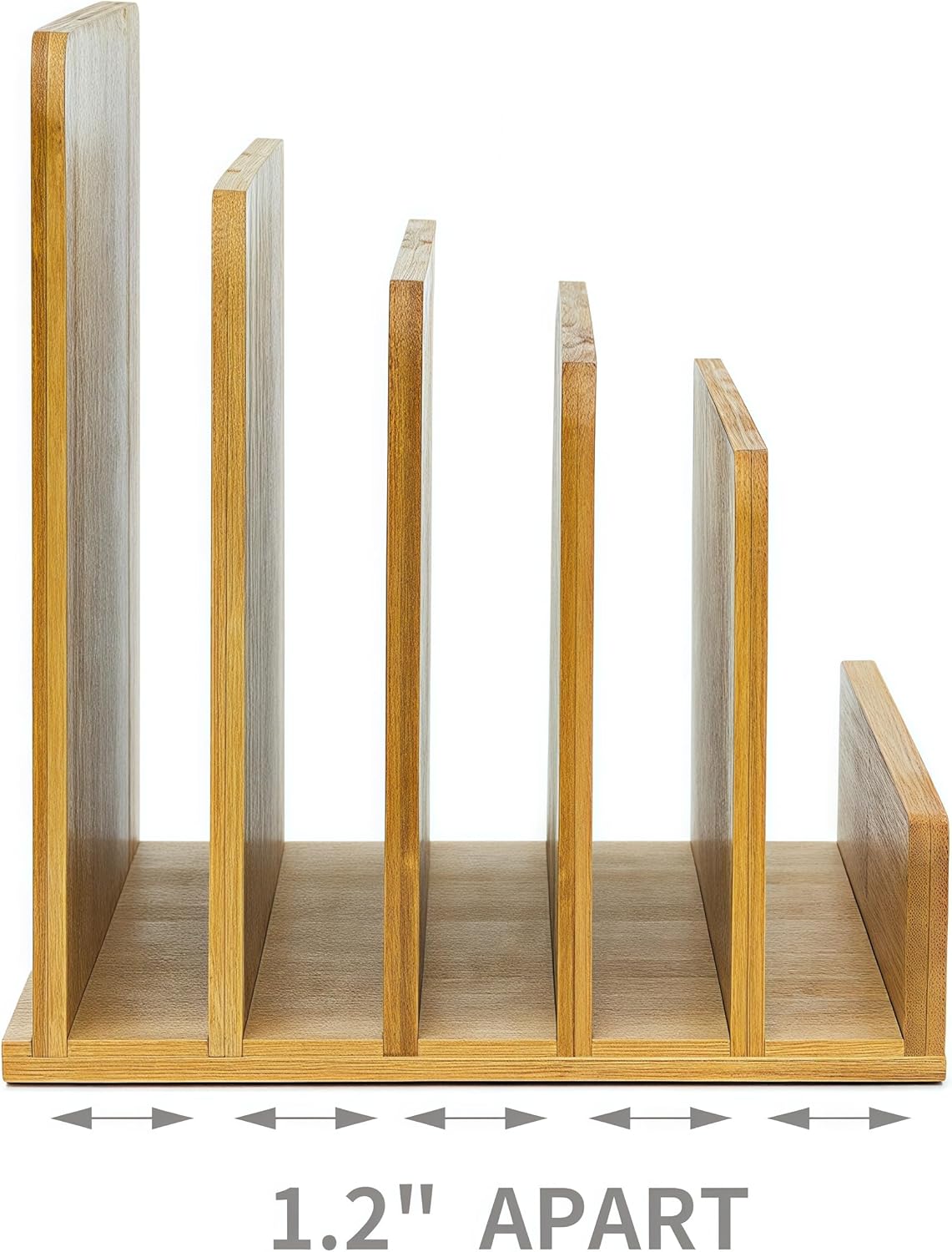 Bamboo Mail Organizer - File Holder Sorter for Letter and Folder Document Storage, Envelope Organization with 5 Slots for Office Desk, Countertop, Home Bill