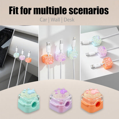 9Pack Magnetic Cable Clips for Nightstand, Adhesive Night-Glowing Cord Holder Organizer for Office Home Desk Wall Car (Star Cat Strawberry)