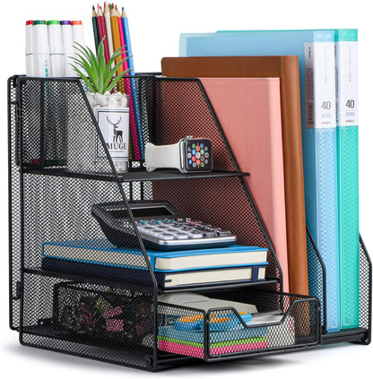 Topwey Pen Holder for Desk, 360 Rotating Pencil Holder, Cup Holder for Desk Office, Desk Organizers and Accessories in Black