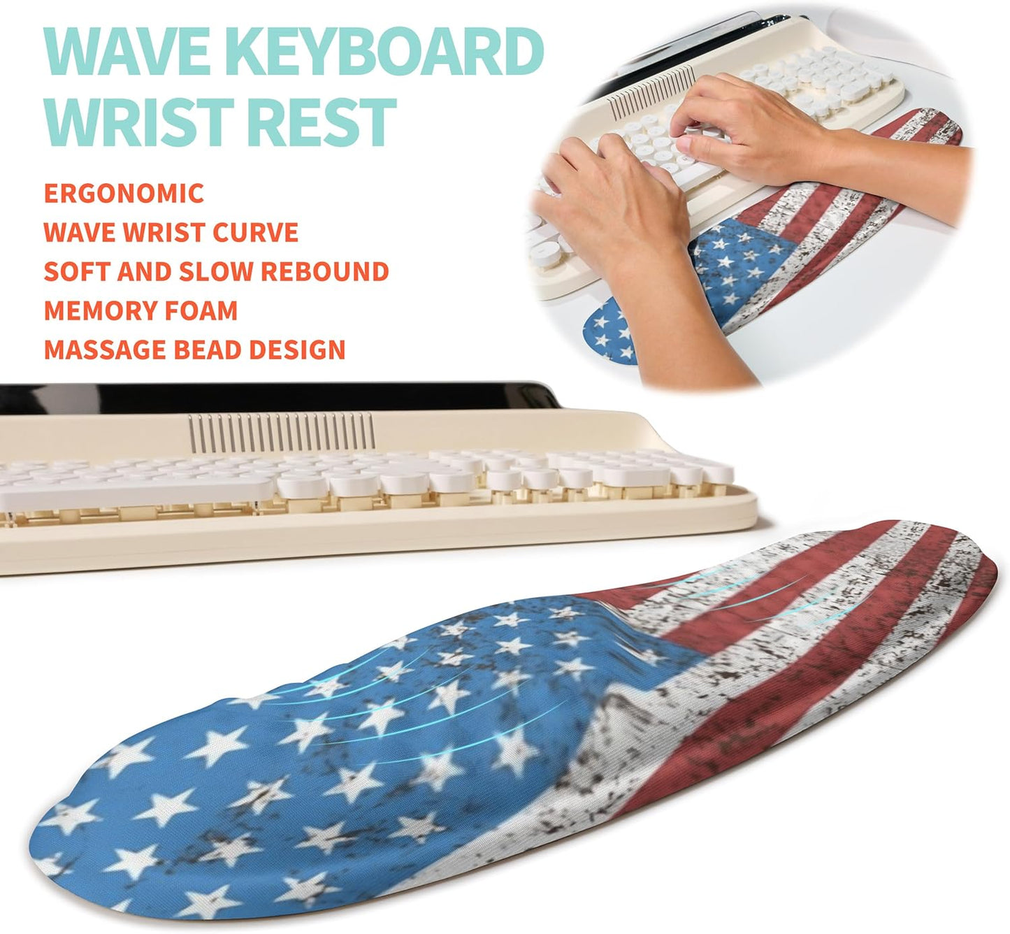 2-in-1 Ergonomic Set, Wave Rise Keyboard Wrist Rest and Massage Bulge Slope Mouse Pad Wrist Support, Cushion Memory Foam Integrated to Relieve Wrist Pain, Black