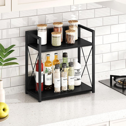 Giikin Countertop Shelf Organizer, 2 Tier Kitchen Spice Rack Organizer for Countertop, Wood Coffee Counter Shelf Organizer for Home (Bamboo, S)