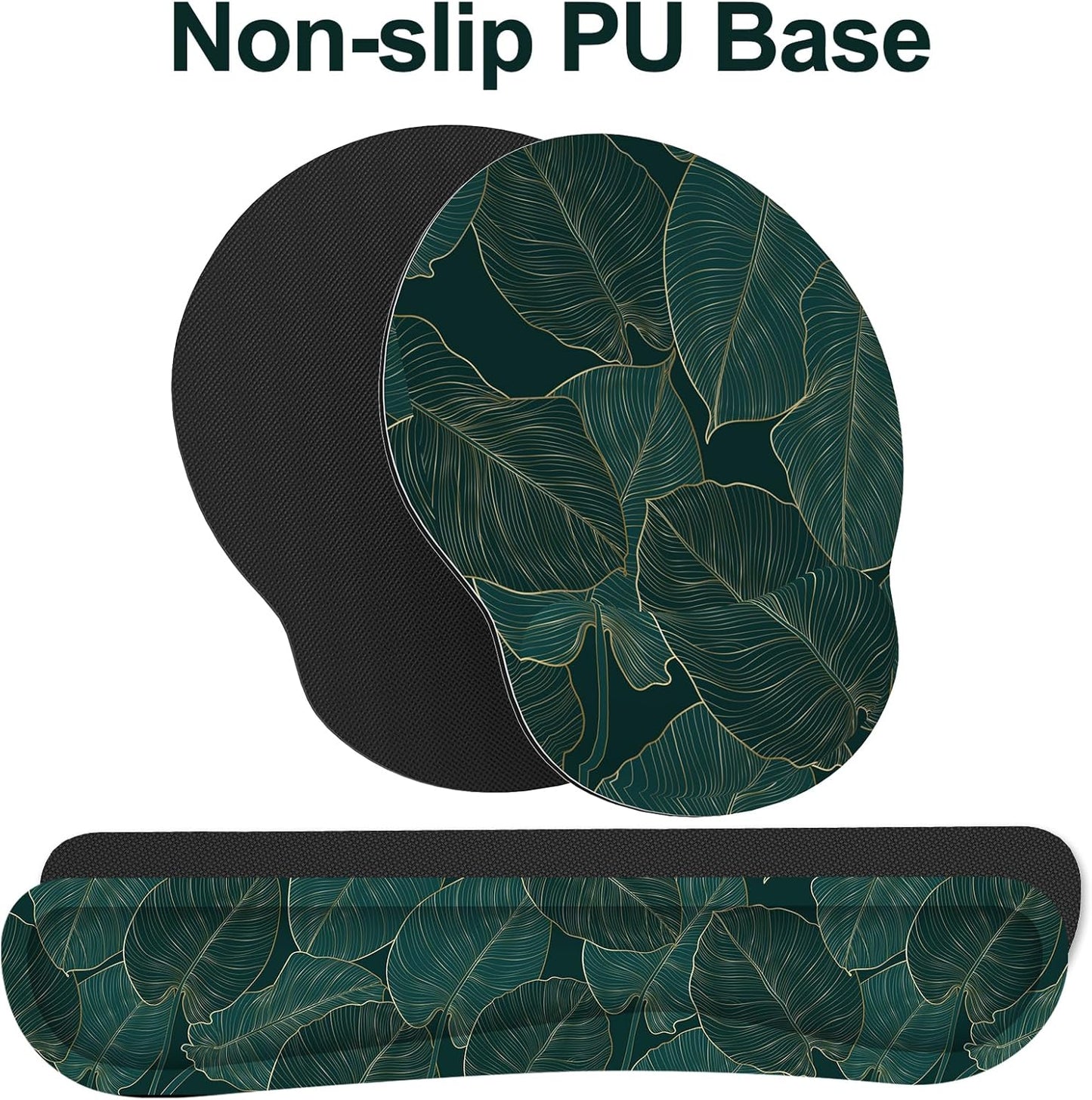 Ergonomic Mouse Pad with Wrist Rest and Keyboard Wrist Rest, Memory Foam Wrist Rest for Computer Keyboard, Easy Typing, Pain Relief, Mouse Pad Wrist Support for Gaming,Office, Laptop, Black Flower