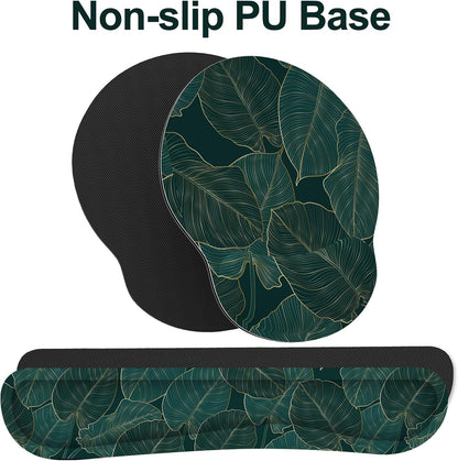 Ergonomic Mouse Pad with Wrist Rest and Keyboard Wrist Rest, Memory Foam Wrist Rest for Computer Keyboard, Easy Typing, Pain Relief, Mouse Pad Wrist Support for Gaming,Office, Laptop, Black Flower