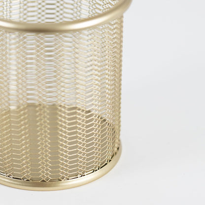 BLU MONACO | Gold Metal Mesh Pen Holder for Desk | Cute Pen Holder for Desk for Women | Wire Mesh Desk Organizer Pencil Cup for Office Workspace