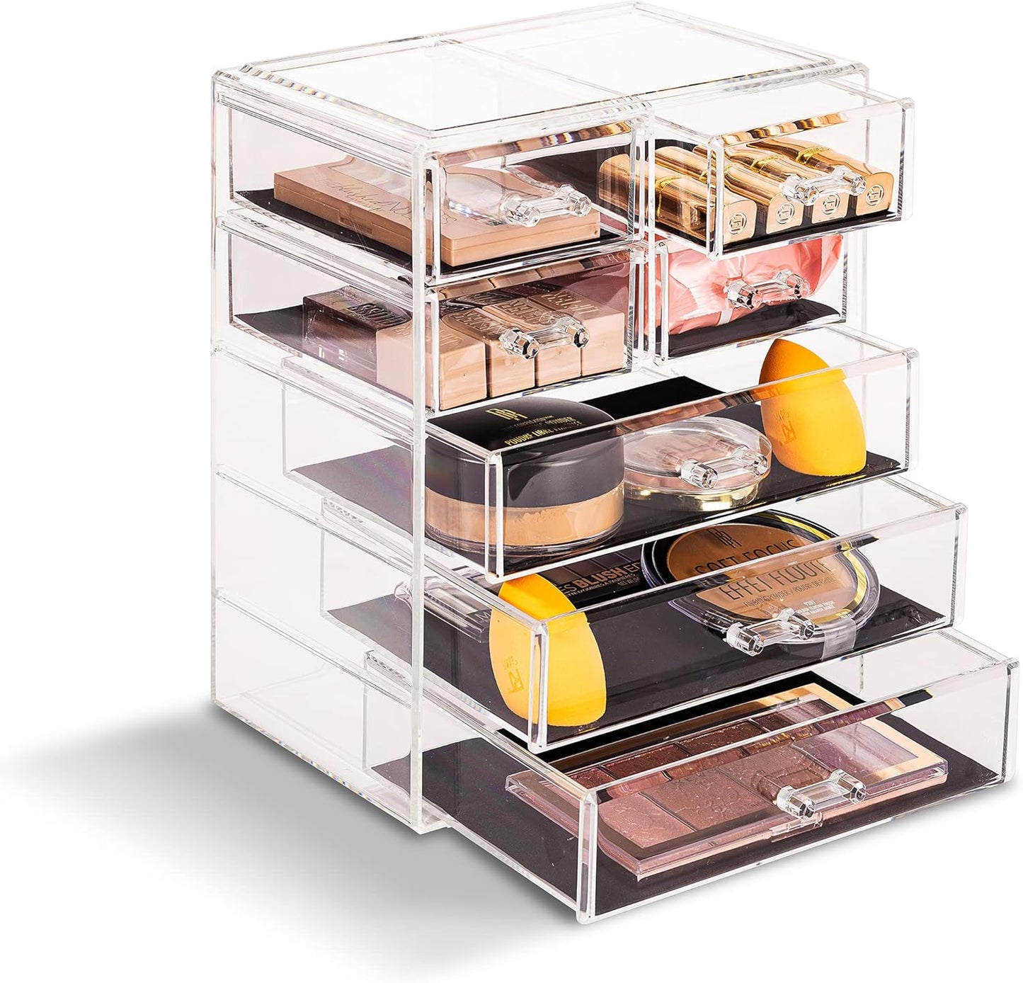 Sorbus Acrylic Makeup Organizer Set, 6-Drawer Vanity & Countertop Cosmetic Storage with Small & Wide Drawers, Clear Makeup Storage for Brushes, Lipsticks, Jewelry – Holiday Gift for Women & Teens