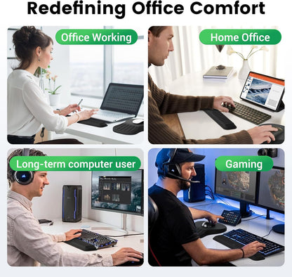 MEKASS Ergonomic Mouse Pad and Keyboard Wrist Rest Set, Super Soft Memory Foam Desk Wrist Support for Computer Keyboard, Non-Slip Arm Palm Rests Cushion for Typing Gaming Office Laptop Mac (Black)