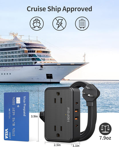 HOPOW Desk Clamp Power Strip, Desktop Mount Charging Station with 4 Outlets 4 USB Ports (2 USB C), 10Ft Under Desk Power Strip, Fits 2.75" Tabletop Edge, Extension Cord for Home Office, Black
