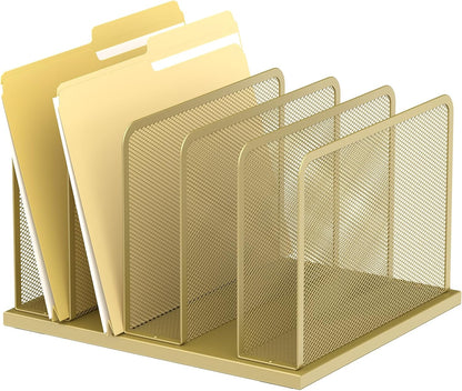 Kuntine.B Desk File Organizer 5 Sections Upright Mesh Desktop Organizer File Sorter Office Organization File Holder for Home, Office & Classroom