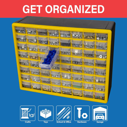 Akro-Mils 24-Drawer Plastic Drawer Storage Cabinet for Garage Organization, Bead Organizer, Building Bricks Storage, Teacher Toolbox, Makeup Organizer, 20" W x 6" D x 16" H, 10124 Black