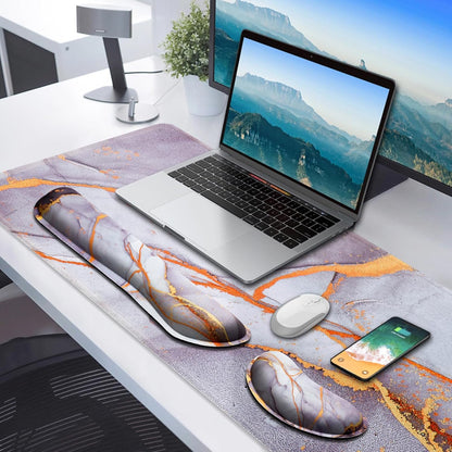 Gimars Upgrade Enlarge Silky and Superfine Fabric Gel Memory Foam Keyboard Wrist Rest Set, Ergonomic Keyboard Mouse Wrist Support for Typing Pain Relief, Comfort for Office, Gaming, Computer