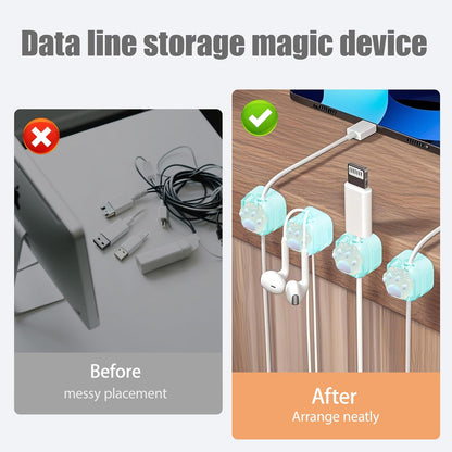 9Pack Magnetic Cable Clips for Nightstand, Adhesive Night-Glowing Cord Holder Organizer for Office Home Desk Wall Car (Star Cat Strawberry)